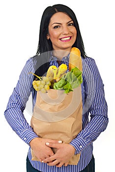 Extremely happy woman with food