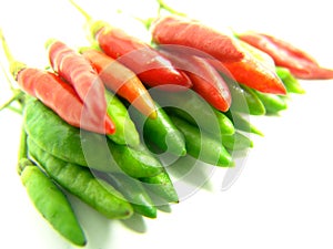 Rows of red and green chili