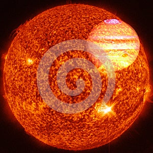 Extremely hot star. Flaring of Sun. Elements of this image furnished by NASA