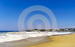 Extremely huge big surfer waves Zicatela beach Puerto Escondido Mexico