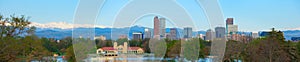 Extremely large format panorama of downtown Denver skyline and Rocky Mountains