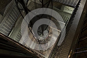 Extremely modern elevator inside of the Astronomical clock in Prague