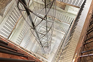 Extremely modern elevator inside of the Astronomical clock in Prague