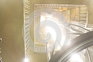 Extremely modern elevator inside of the Astronomical clock in Prague