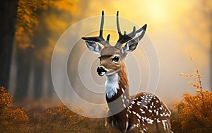 An extremely realistic deer is standing in the grass.