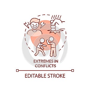 Extremes in conflicts red concept icon