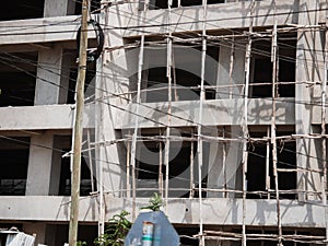 Unsafe wooden scaffold Tanzania photo