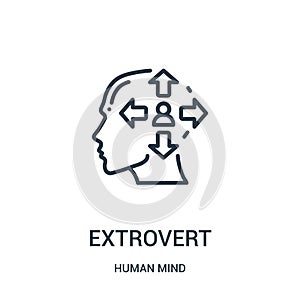 extrovert icon vector from human mind collection. Thin line extrovert outline icon vector illustration. Linear symbol for use on