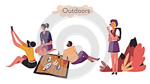 Extrovert and introvert comparison of activities outdoors vector photo