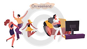 Extrovert and introvert comparison of time on weekends