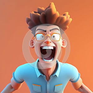 The extroverted student, radiating energy and enthusiasm with a boisterous laugh and animated gestures digital character photo