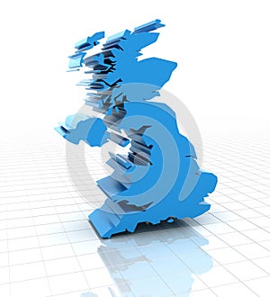 Extruded United Kingdom UK map
