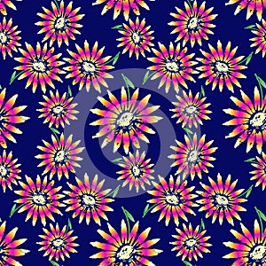 Exuberant Bold Daisy Flowering seamless pattern