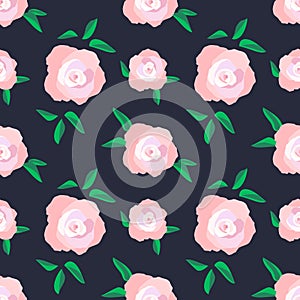 Exuberant Bold Roses Flowering seamless pattern photo