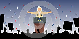 Exulting people meets the new president