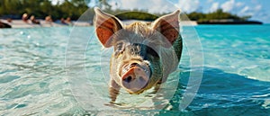 Exuma Pigs At Sunrise Magical Moments With The Famous Swimming Pigs