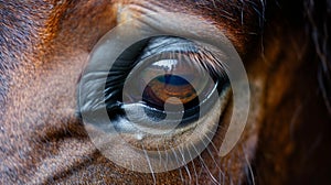 Eye of Arabian bay horse. AI Generative