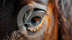 Eye of Arabian bay horse. AI Generative