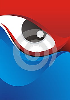 Eye Background with Red - Blue Color Design