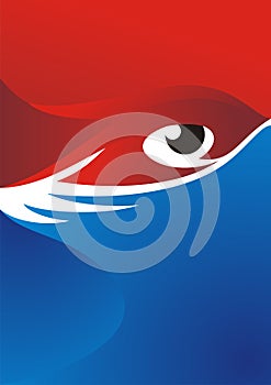 Eye Background with Red - Blue Color Design