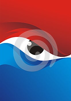 Eye Background with Red - Blue Color Design