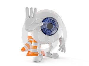 Eye ball character with stop gesture