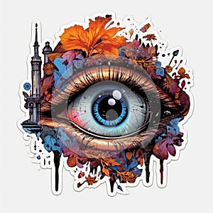 eye big tattoo sticker illustration Halloween scary creepy horror crazy devil