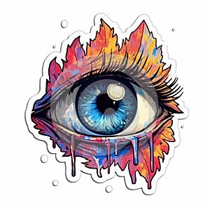 eye big tattoo sticker illustration Halloween scary creepy horror crazy devil