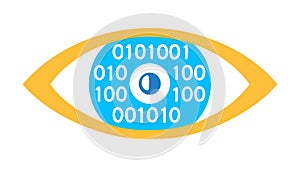 Eye with Binary Code Digital Vision, vector design Generative AI