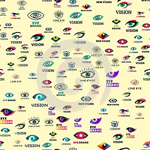 Eye blinker seamless pattern vision daylight glimmer template keeker light peeper company vector illustration