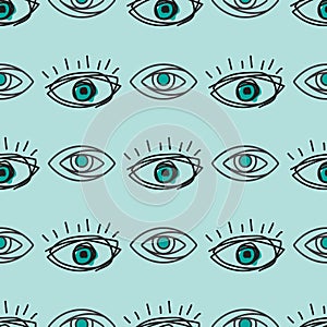 Eye blinker seamless pattern vision daylight glimmer template keeker light peeper company vector illustration