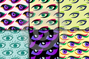 Eye blinker seamless pattern vision daylight glimmer template keeker light peeper company vector illustration