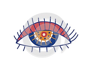 Eye, Boho Style Design Element, Ethnic, Mystic Symbol Vector Illustration