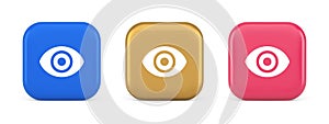 Eye button visibility searching optical lens web application 3d realistic icon