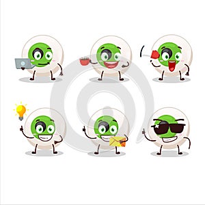 Eye candy cartoon character with various types of business emoticons