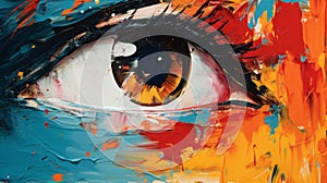 Vibrant Eye Painting With Abstract Brushstrokes photo