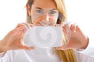 Eye, card and smiling