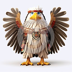 Eye-catching 3d Render Of Indian Tribe Mascot Eagle Character