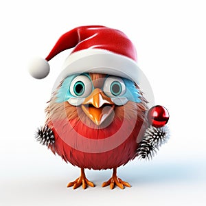 Eye-catching 3d Rendered Christmas Birds In The Style Of John Wilhelm