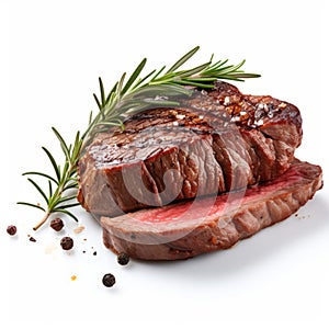 Eye-catching 8k Resolution Meat Steak With Rosemary On White Background