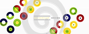 Eye-catching background of colorful circles of equal size arranged in abstract pattern. Circle boasts unique tone or hue