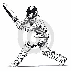 Eye-catching Black And White Silhouette Of Cricket Player