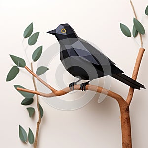 Eye-catching Blackbird Paper Craft With Polygon Design