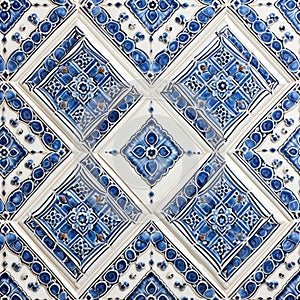 Eye-catching Blue Tile Art With Hand-painted Details And Aggressive Quilting
