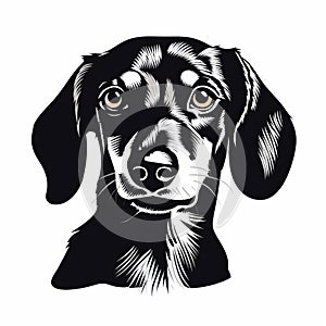 Eye-catching Dog Portrait Vector Of German Dachshund In Chiaroscuro Style