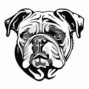 Eye-catching English Bulldog Dog Head Black And White Insignia Stencil