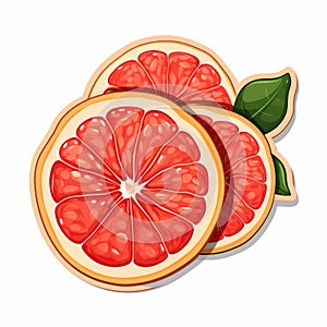 Eye-catching Grapefruit Slices And Leaves Vector Art