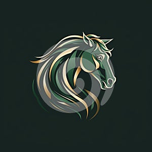 Eye-catching Green And Gold Horse Head Logo Design