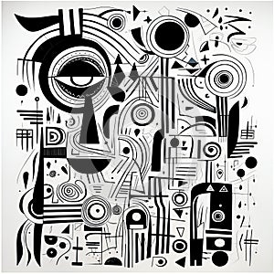 Eye-catching Hand Drawn Abstract Black And White Art photo