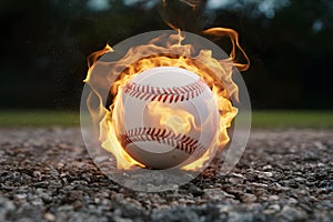 Eye catching image of baseball ball ablaze, capturing the thrill and excitement of the game